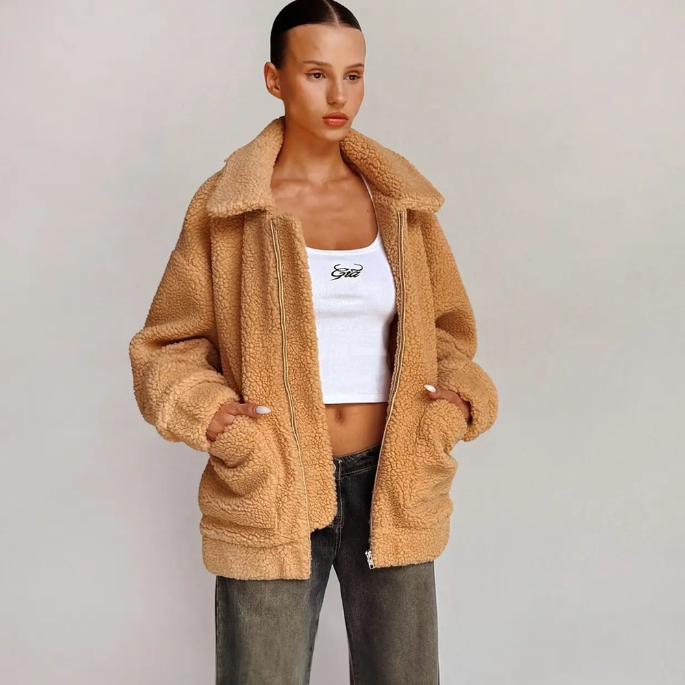 I.AM.GIA Tan Oversized Teddy Fall Jacket - Picture 3 of 14